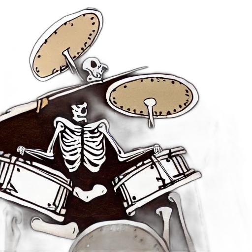 jewelry, concept art, cartoon, skeleton, drummer transparent PNG cut-out