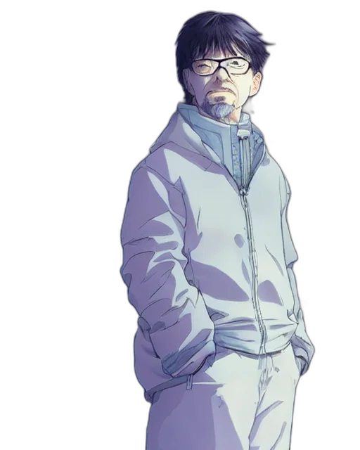 jacket, staff, face, creature, concept art, anime, photorealistic, comic book art transparent PNG cut-out