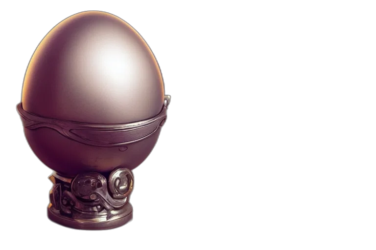 robot, crown, mask, 3d render, concept art, photorealistic, silver, egg transparent PNG cut-out
