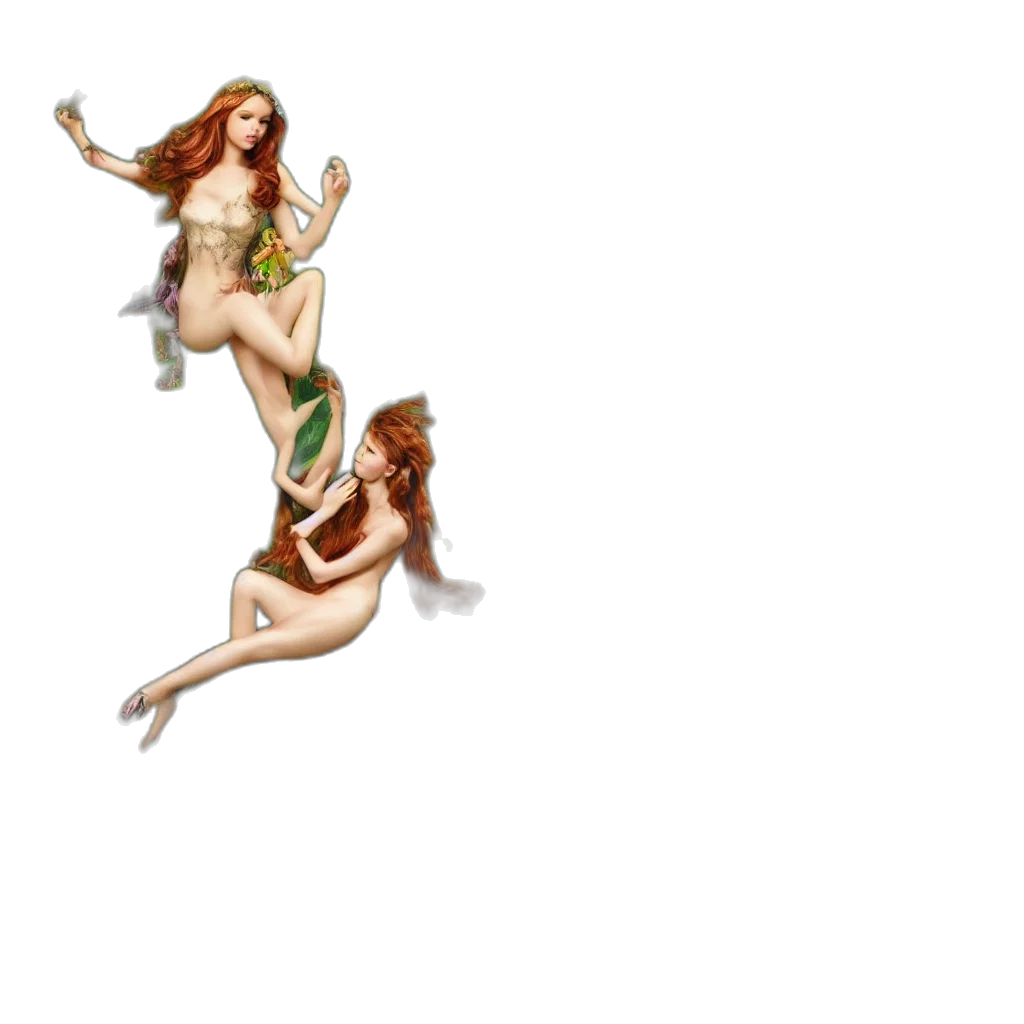 pixel art, concept art, fantasy art, 3d render, underwater, fairy, jungle, magical transparent PNG cut-out