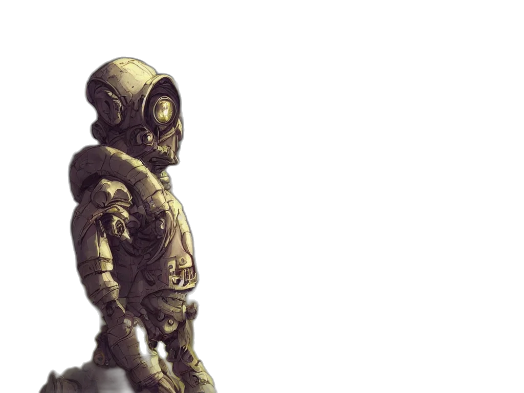 robot, creature, mask, jacket transparent PNG cut-out