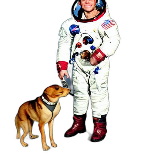 animal, staff, concept art, photorealistic, outer space, neil, armstrong, dog transparent PNG cut-out