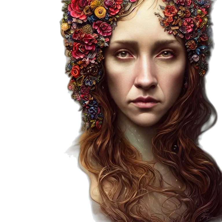 crown, face, hat, flower transparent PNG cut-out