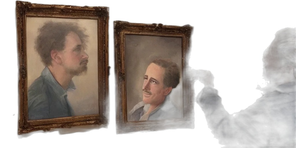 face, concept art, oil painting, photorealistic transparent PNG cut-out
