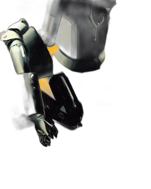 robot, mask, weapon, concept art, 3d render, cyberpunk, photorealistic, monochrome transparent PNG cut-out