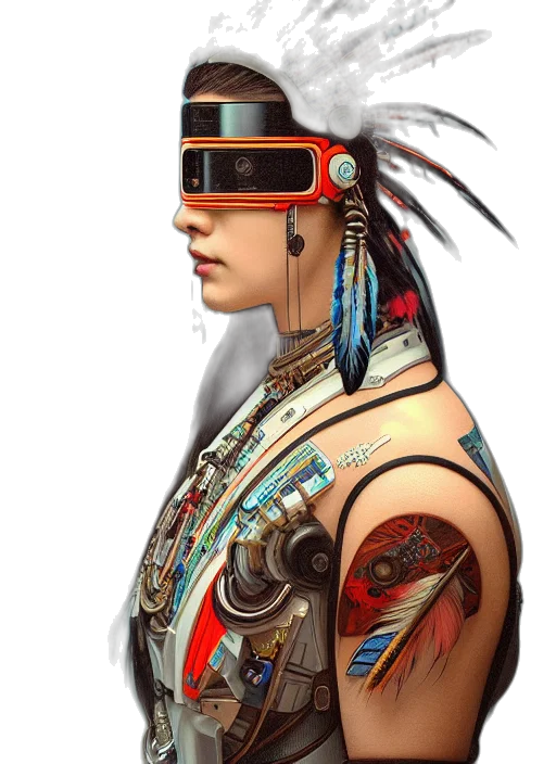 robot, face, jewelry, mask, cyberpunk, concept art, fantasy art, photorealistic transparent PNG cut-out