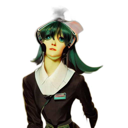 staff, concept art, vaporwave, fantasy art, anime, green, hatsune, miku transparent PNG cut-out