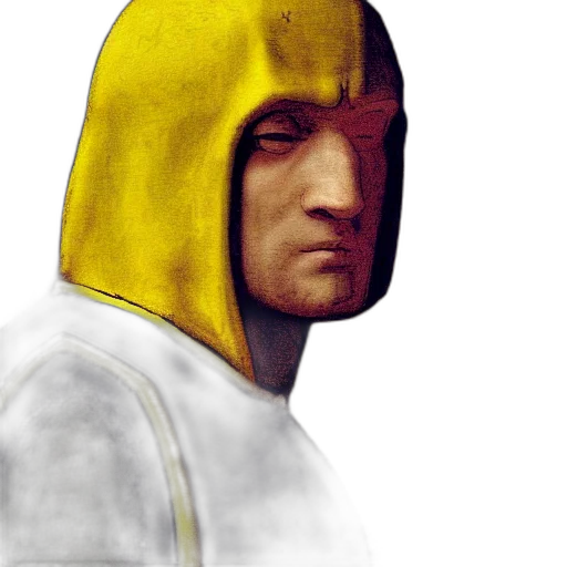face, mask, jacket, staff, photorealistic, pixel art, concept art, 3d render transparent PNG cut-out