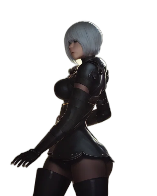 robot, dress, jacket, weapon, concept art, cyberpunk, 3d render, fantasy art transparent PNG cut-out