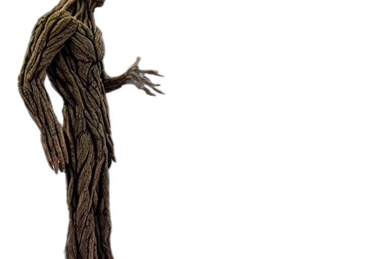 tree, creature, staff, hair transparent PNG cut-out