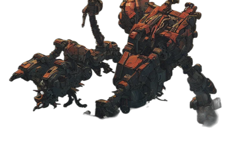 robot, weapon, creature, dragon, concept art, 3d render, fantasy art, burrower transparent PNG cut-out