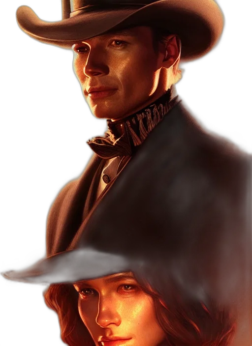 hat, face, concept art, comic book art, fantasy art, photorealistic, fire, neon lights transparent PNG cut-out
