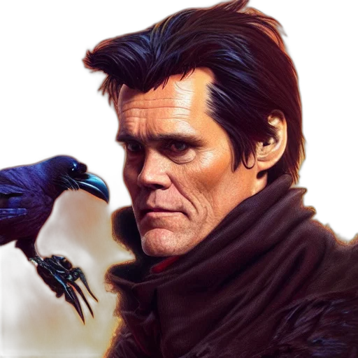 face, jacket, concept art, photorealistic, fantasy art, comic book art, jim, carrey transparent PNG cut-out