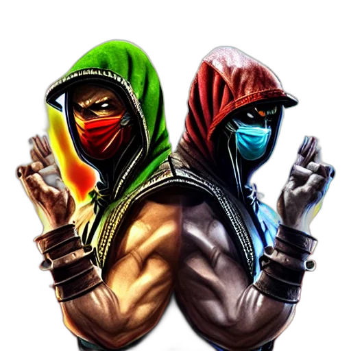mask, concept art, 3d render, comic book art, pixel art, multiversus, mortal, kombat transparent PNG cut-out