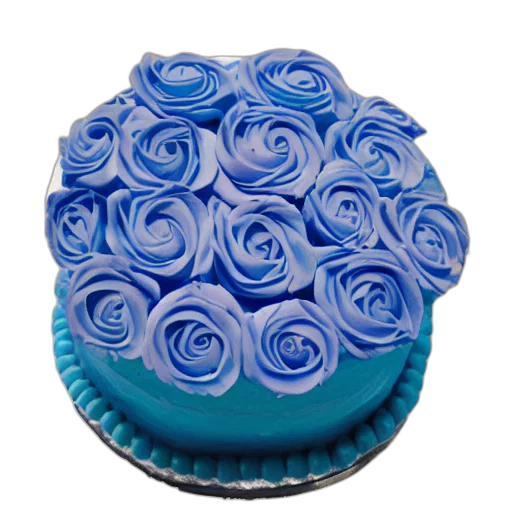 food, flower, crown, 3d render, photorealistic, blue, birthday, cake transparent PNG cut-out