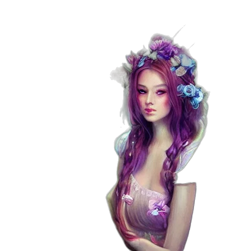 dress, crown, flower, fantasy art, photorealistic, oil painting, vaporwave, outer space transparent PNG cut-out