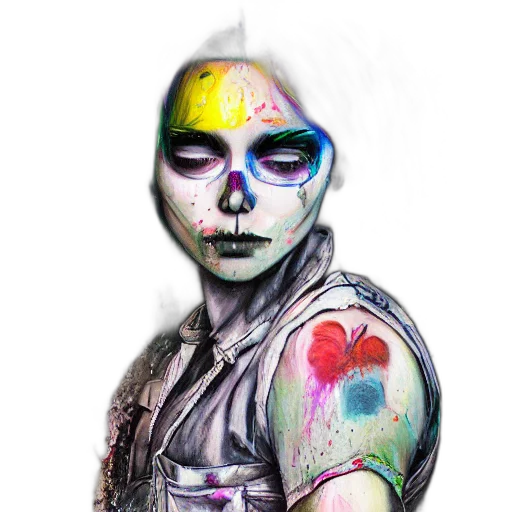 mask, face, robot, jacket, watercolor, concept art, cyberpunk, fantasy art transparent PNG cut-out