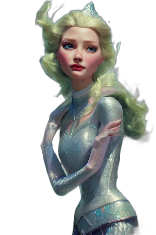 dress, robot, concept art, fantasy art, 3d render, photorealistic, underwater, green transparent PNG cut-out