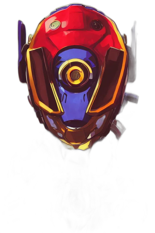 robot, mask, face, crown, concept art, 3d render, watercolor, comic book art transparent PNG cut-out