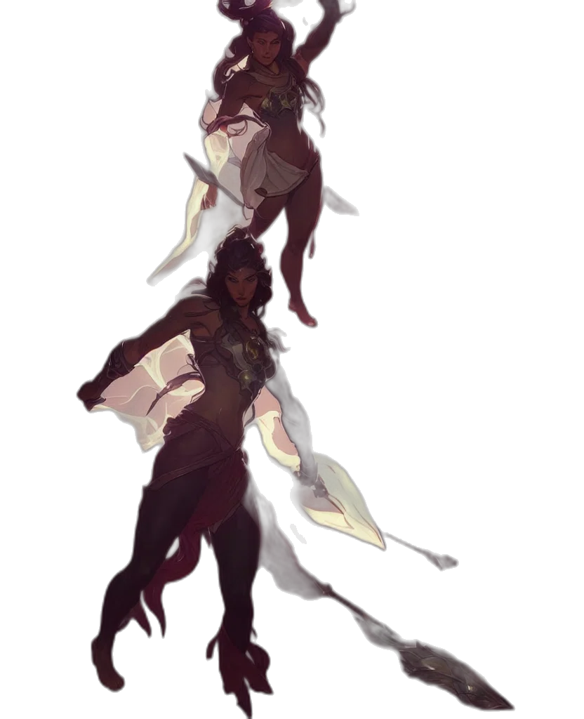 creature, dress, staff, dragon transparent PNG cut-out