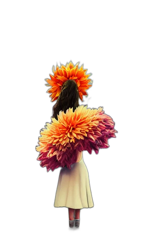 flower, staff, crown, dress, 3d render, photorealistic, concept art, oil painting transparent PNG cut-out