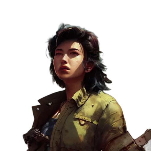 face, jacket, weapon, staff transparent PNG cut-out