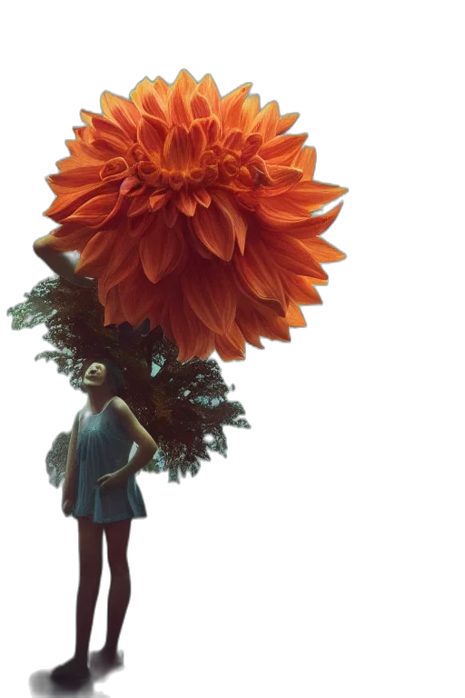 flower, staff, crown, umbrella, 3d render, concept art, photorealistic, fantasy art transparent PNG cut-out