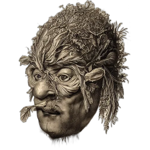mask, face, creature, hair, photorealistic, fantasy art, concept art, 3d render transparent PNG cut-out