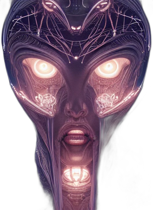 mask, face, creature, crown, comic book art, concept art, fantasy art, cyberpunk transparent PNG cut-out