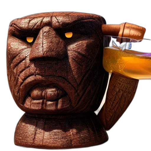 3d render, closeup, photorealistic, photograph, ben, grimm, face, tiki transparent PNG cut-out