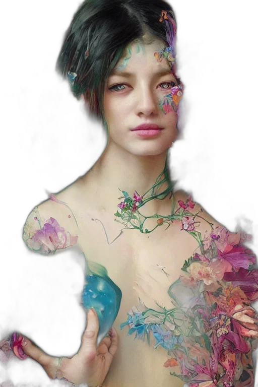 face, dress, flower, jewelry transparent PNG cut-out