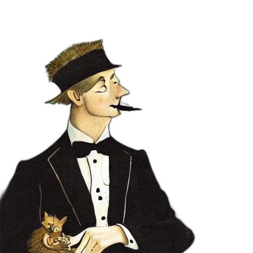 hat, staff, cartoon, concept art, photorealistic, portrait, singular, aristocratic transparent PNG cut-out