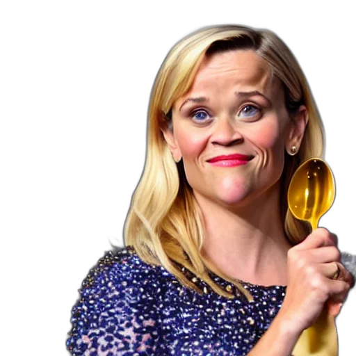 reese, witherspoon, holding, spoon transparent PNG cut-out