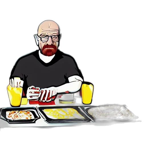 food, jacket, cartoon, concept art, comic book art, pixel art, walter, white transparent PNG cut-out
