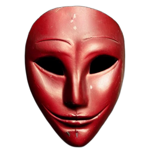 mask, face, hat, jewelry, 3d render, concept art, photorealistic, red transparent PNG cut-out