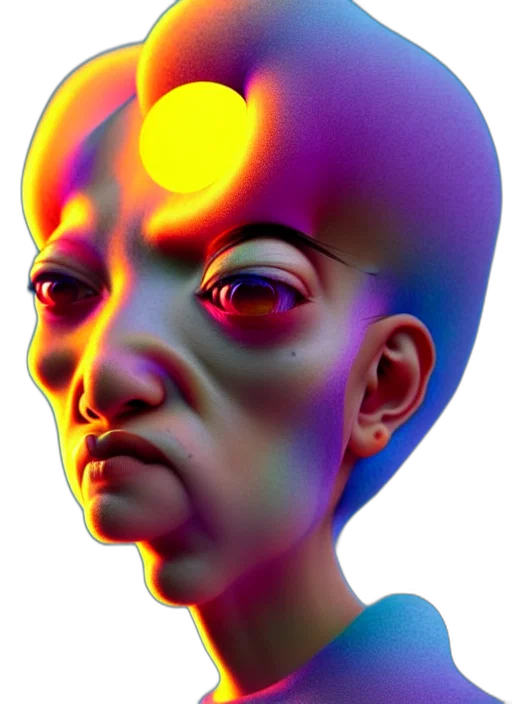 face, robot, mask, creature, 3d render, photorealistic, vaporwave, concept art transparent PNG cut-out