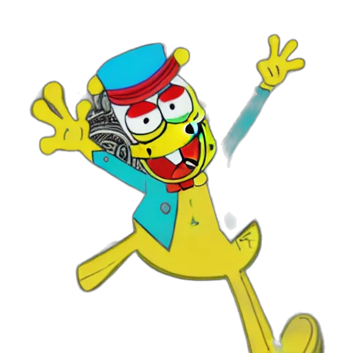 hat, staff, robot, creature, cartoon, concept art, 3d render, comic book art transparent PNG cut-out
