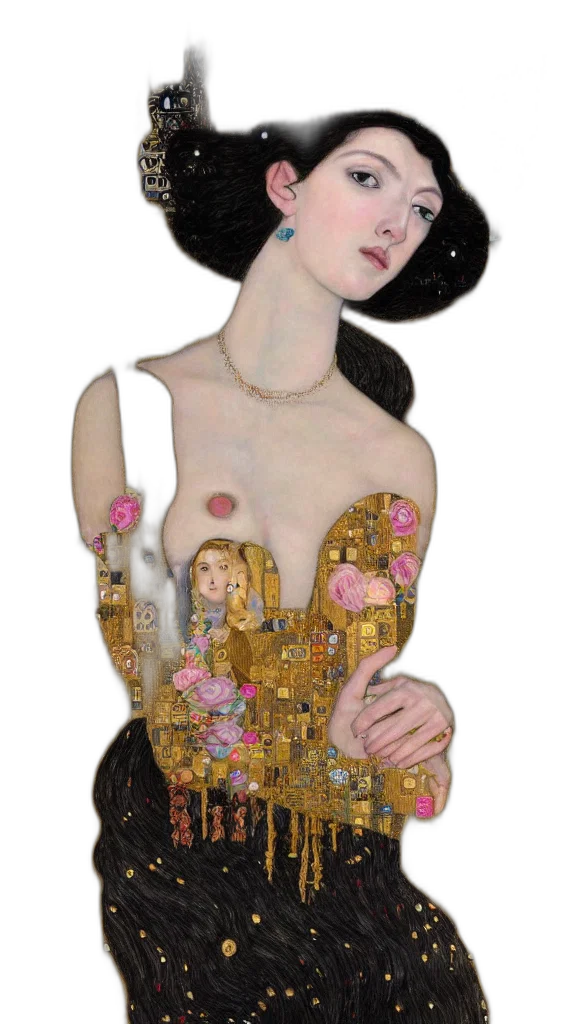 dress, jewelry, crown, oil painting transparent PNG cut-out