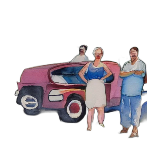 car, dress, concept art, watercolor transparent PNG cut-out