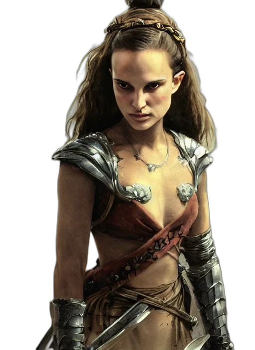 sword, jewelry, fantasy art, concept art, comic book art, photorealistic, young, natalie transparent PNG cut-out