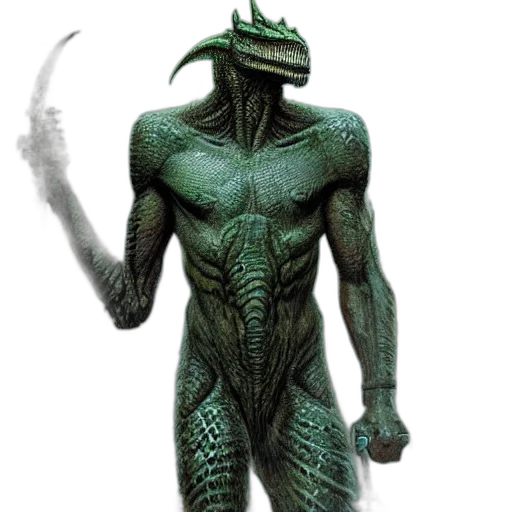creature, dragon, mask, staff, concept art, fantasy art, 3d render, comic book art transparent PNG cut-out