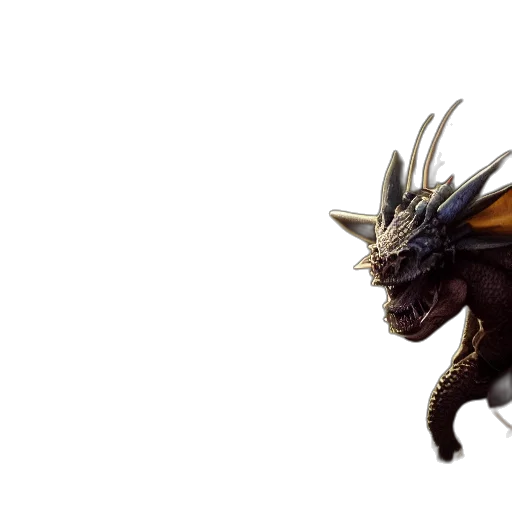 dragon, creature, animal, staff, concept art, fantasy art, 3d render, photorealistic transparent PNG cut-out