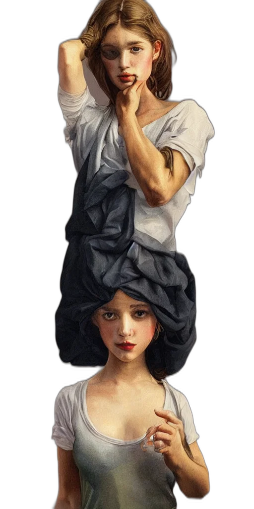 dress, hat, umbrella, face, oil painting, photorealistic, concept art, fantasy art transparent PNG cut-out
