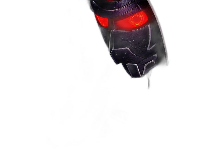 mask, robot, weapon, shoes, concept art, comic book art, 3d render, photorealistic transparent PNG cut-out