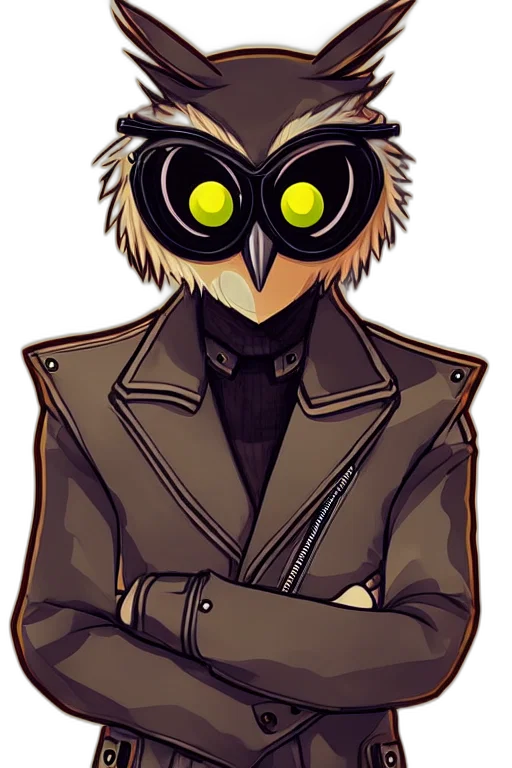 jacket, mask, staff, animal, cartoon, concept art, pixel art, comic book art transparent PNG cut-out