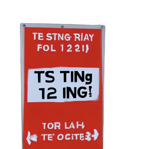 3d render, sign, says, testing, 123 transparent PNG cut-out