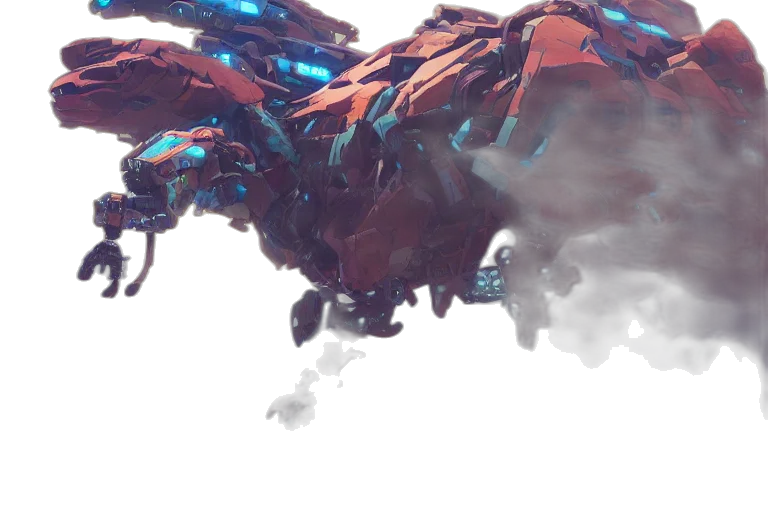 dragon, robot, weapon, sword, concept art, cyberpunk, fantasy art, 3d render transparent PNG cut-out
