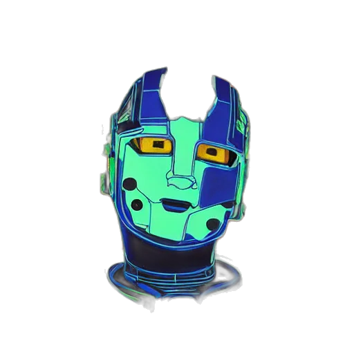 mask, robot, face, 3d render, concept art, vaporwave, cyberpunk, outer space transparent PNG cut-out