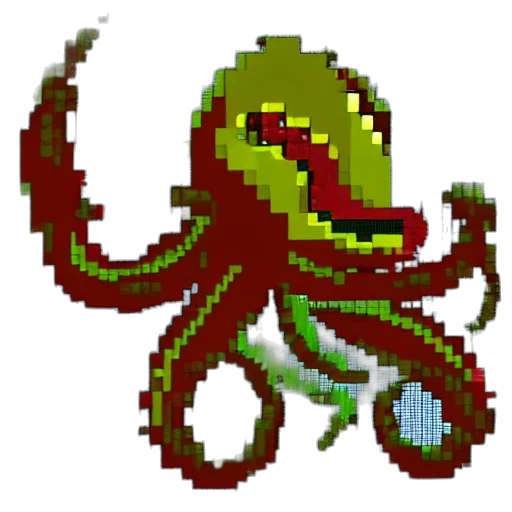 creature, staff, animal, dragon, pixel art, concept art, 3d render, green transparent PNG cut-out