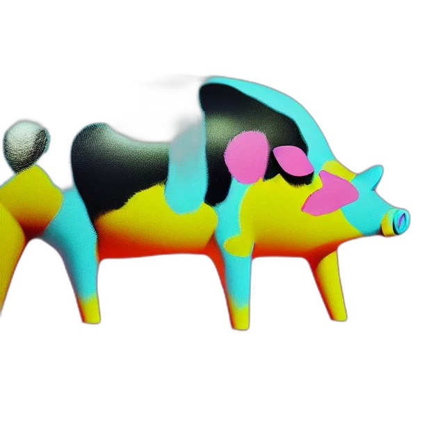 animal, food, 3d render, vaporwave transparent PNG cut-out